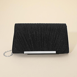 Sparkle Pleated Fabric Elegant Evening Clutch Crossbody Bag