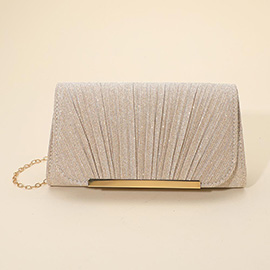 Sparkle Pleated Fabric Elegant Evening Clutch Crossbody Bag