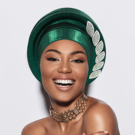 Stone Paved Marquise Leaf Accent Layered Turban Hair Wrap