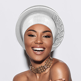 Stone Paved Marquise Leaf Accent Layered Turban Hair Wrap