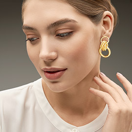 Textured Metal Knot Hoop Link Drop Earrings