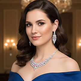 Marquise Stone Cluster Embellished Rhinestone Paved Necklace