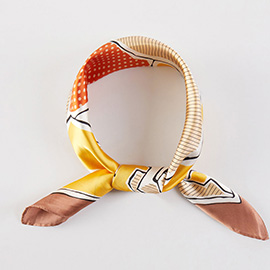 Pop Art Horse and Leopard Printed Square Silky Satin Bandana Scarf