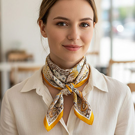 Abstract Tropical Palm Tree Leopard Pattern Printed Square Silky Satin Bandana Scarf