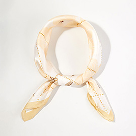 Floral Geometric Pattern Printed Square Silky Satin Bandana Scarf