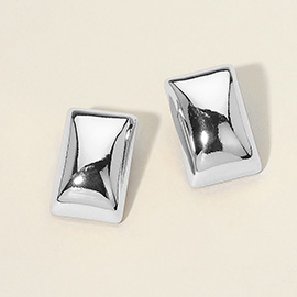 Silver Dipped Pillow Stud Earrings