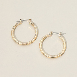 Gold Dipped Textured Pin Catch Hoop Earrings