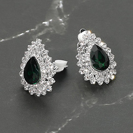 Teardrop Cluster Evening Clip On Earrings