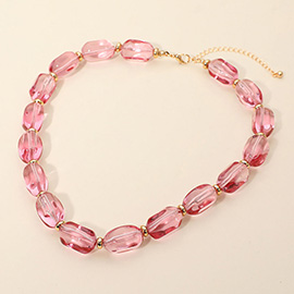 Translucent Resin Pebble Beaded Statement Necklace