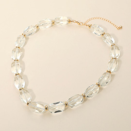 Translucent Resin Pebble Beaded Statement Necklace