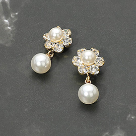 Floral Pearl Drop Evening Earrings