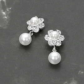 Floral Pearl Drop Evening Earrings