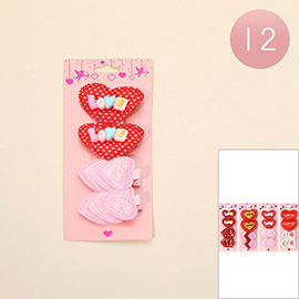 12 SET OF 4 - LOVE Heart Hair Clip Set