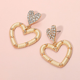 Thread Wrapped Open Heart Drop Dangle Earrings