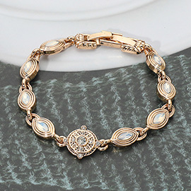 Ornate Charm Marquise-cut Stone Link Bracelet
