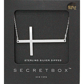 SECRET BOX_Sterling Silver Dipped Metal Cross Pendant Necklace