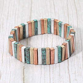 Rectangle Bar Metal Stretch Bracelet