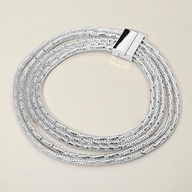 Bold Multi-Strand Textured Chain Statement Magnetic Necklace
