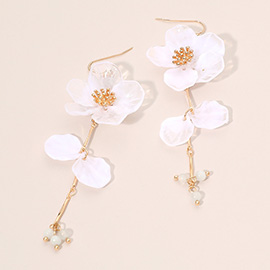 Resin Petal Floral Long Drop Earrings