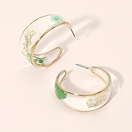 Botanical Floral Encased Hoop Earrings