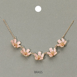 Enamel Flower Charm Station Accent Necklace