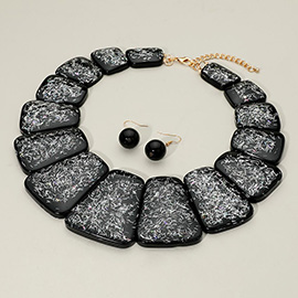 Bold Confetti Resin Panel Link Statement Necklace