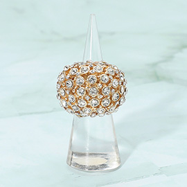 Rhinestone Paved Dome Stretch Statement Ring