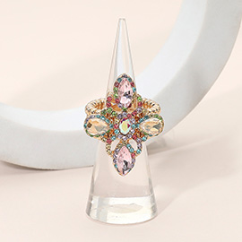 Vintage Floral Marquise Oval Stone Stretch Statement Ring