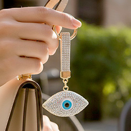 Bling Studded Evil Eye Bag Charm Keychain