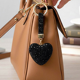 Bling Studded Heart Bag Charm Keychain