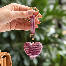 Bling Studded Heart Bag Charm Keychain