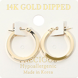 14K Gold Dipped Hypoallergenic Polished Pin Catch Hoop Earrings