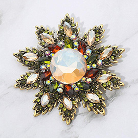 Rhinestone Embellished Floral Starburst Pin Brooch