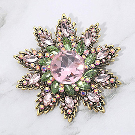 Rhinestone Embellished Floral Starburst Pin Brooch