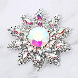 Rhinestone Embellished Floral Starburst Pin Brooch