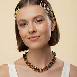 Chunky Resin Chain Link Statement Necklace