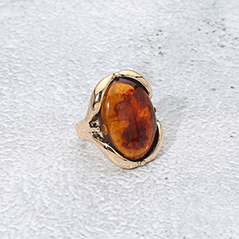 Oval Stone Accent Adjustable Statement Ring