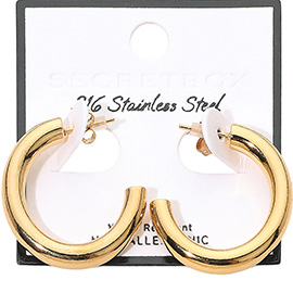 SECRET BOX_Stainless Steel Classic Thick Hoop Earrings