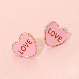 LOVE Enamel Heart Stud Earrings
