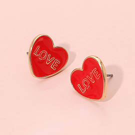 LOVE Enamel Heart Stud Earrings