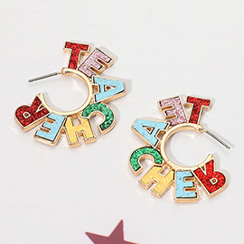TEACHER Letter Hoop Earrings