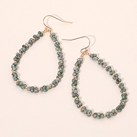 Beaded Open Teardrop Dangle Earrings