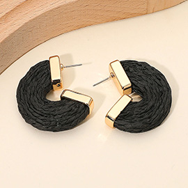 Raffia Wrapped Hoop Earrings