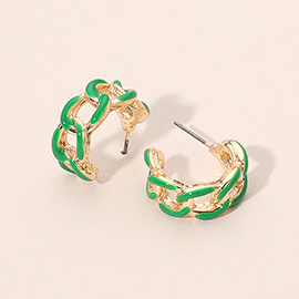Enamel Chain Hoop Earrings