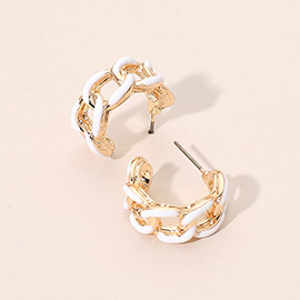 Enamel Chain Hoop Earrings