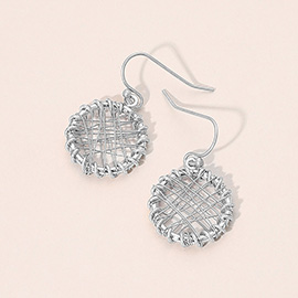 Metal Wire Wrapped Round Drop Dangle Earrings