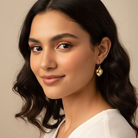 Metal Puffy Heart Drop Dangle Earrings