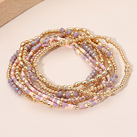 8PCS - Seed Beaded Stretch Multi Layered Bracelets