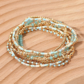 8PCS - Seed Beaded Stretch Multi Layered Bracelets