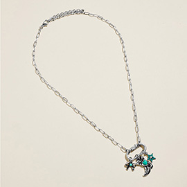 Western Bow Cowboy Boot Star Charm Pendant Necklace